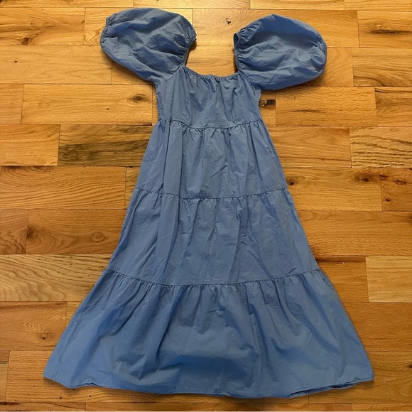 Sim & Sam | Dresses | Sim Sam Blue Puff Sleeve Peasant Dress | Poshmark